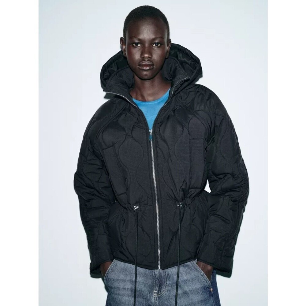 ZARA HOODED PUFFER JACKET - Picture 1 of 12